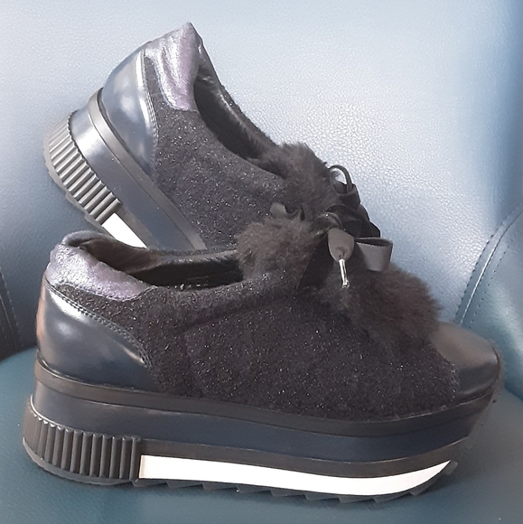 ROBERT DURVILLE DESIGNER NAVY PLATFORM SHOE  6 - Picture 2 of 6